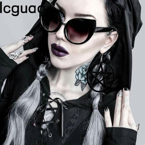 Gothic Cat Eyes Vintage Luxury Steampunk Oversized Sunglasses - Alt Style Clothing