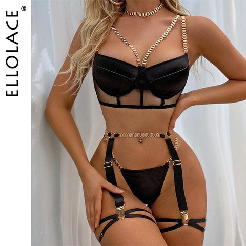 Lingerie With Chain Strap Sexy Underwear 6-Piece Sensual Set - Alt Style Clothing