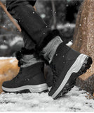 Winter Warm Plush Fur Waterproof Leather Snow Boots for Outdoor Work and Combat - Alt Style Clothing