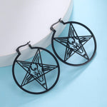 Stainless Steel Satanic Vintage Gothic Star Pentagram Hoops Earrings - Alt Style Clothing