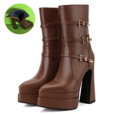Platform Boots High Heels Back Zipper Short Boots for Women - Alt Style Clothing
