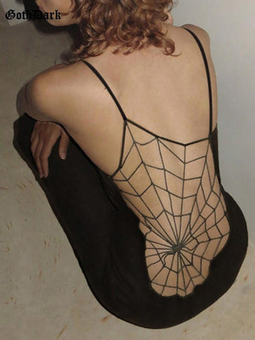 Goth Dark Spider Web See Through Sexy Mesh Gothic Dress - Alt Style Clothing