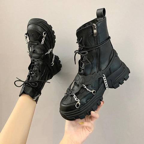 Gothic Motorcycle Ankle Boots