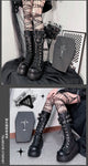 GIGIFOX Platform Gothic Ankle Combat Boots: Rivet Chain Wedges, Buckle, and Zip Closure