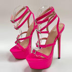 Liyke Fashion Open Toe Crystal Buckle Stiletto High Heels Platform Sandals for Women - Alt Style Clothing