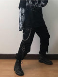 Techwear Style: Gothic Black High Waist Cargo Pants - Alt Style Clothing