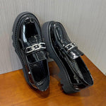 Patent Leather Platform Loafers Mens Slip On Derby Shoes