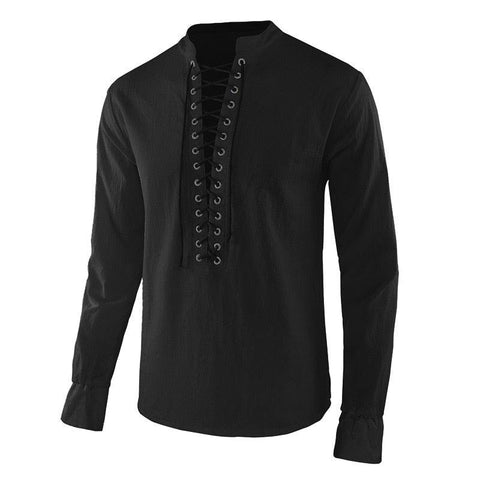 Steampunk Gothic Pirate Shirt - Medieval Style with Lace-Up and Celtic