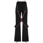 Vintage Emo Gothic Bandage Pants - Dark Academic Style with Low Waist and Wide-Leg - Alt Style Clothing