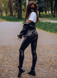 PU Leather Leggings with Elastic High Waist - Slim Pants - Alt Style Clothing