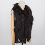 Sleeveless Vest with Fur Tassel and Natural Collar for High-End Women - Alt Style Clothing
