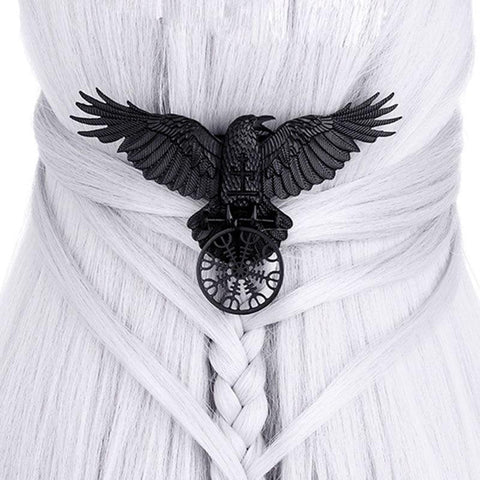 Unique Viking Black Oversized Crow Hair Clip - Alt Style Clothing