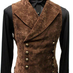Double Breasted Slim-Fit Waistcoat for Men with Stand Collar - Vintage Steampunk - Alt Style Clothing