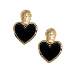 Make a Statement with Black Gothic Heart Earrings Big Resin Heavy Large Hammered Irregular Zinc Alloy