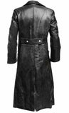 Classic Black Leather Trench Coat: The Perfect Military Uniform Officer Look