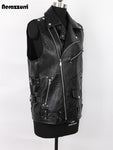 Motorcycle Style PU Leather Sleeveless Vest for Men with Zipper Pockets - Alt Style Clothing