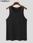 Upgrade Your Style with Leather Shoulder Waistcoat Fashion Casual Male Tank Top - Alt Style Clothing