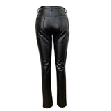 Black PU Leather High-Waisted Pants - Slim Fit with Stretch for Casual and Push-Up Effect - Alt Style Clothing