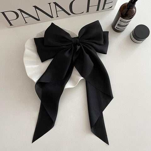 Elegant Bow Ribbon Hair Clip Made of Solid Satin - Alt Style Clothing