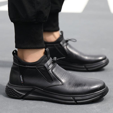 Concise Black Waterproof Work Boots for Men | Steel Toe, Indestructible, Handmade Microfiber