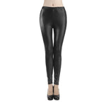 Long and Comfortable Skinny Bodycon Leggings for Women - Faux Leather Material