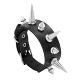 Add Some Attitude to Your Look with Spiked Bracelet Bangle Vintage Punk Cosplay Black PU Leather Wrap Bracelet - Alt Style Clothing