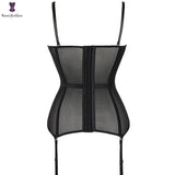 Heart Print Slimming Corset Bustier with Adjustable Straps and Back Hooks - Alt Style Clothing