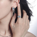 Gothic Irregular Star Stone Lava Geometric Moonstone Earrings - Alt Style Clothing