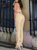Sexy High-Waisted Faux Leather Pants - Hollow Out Bandage Design Perfect for Summer Trends