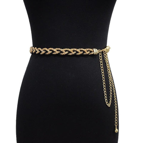 Sweet Metal Chain Braided Thin Waist Chain - Alt Style Clothing