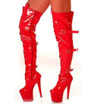 High Heeled Round Platform Lace Up Over The Knee Gothic Pole Dancing Boots - Alt Style Clothing