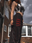 Mall Gothic Wide-Leg Baggy Pants - High Waist and Dark Goth Style