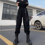 Gothic Black Chain Cargo Pants - Oversize Harem Style - Alt Style Clothing
