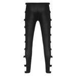 Mens Hollow Out PU Leather Skinny Leggings - Alt Style Clothing