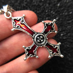 Make a Bold Statement with Red Bloody Inverted Cross Pendant Necklace Vintage Gothic Cross Pendant - Alt Style Clothing