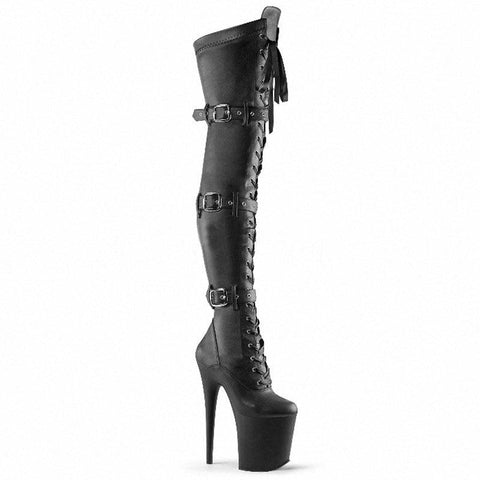 High Heeled Round Platform Lace Up Over The Knee Gothic Pole Dancing B ...
