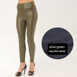 Thickened Warm High-Waist PU Leather Leggings - Alt Style Clothing