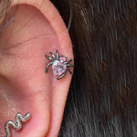Crystal Heart Spider Stud Snake Goth Earrings - Alt Style Clothing