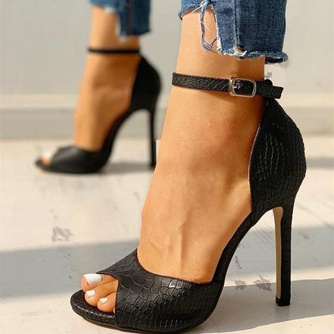 Sexy Dress Shoes Ankle Strap Peep Toe High Heel Sandals