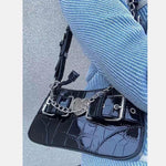 Hot Girls Retro Love Shoulder Bag Patent Leather Ladies Small Crocodile Pattern - Alt Style Clothing