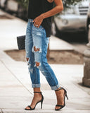 Fashion Mid Waist Big Ripped Hole Jeans - Alt Style Clothing