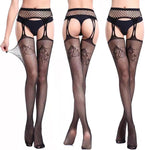 Sexy Rhinestone Fishnet Pantyhose and Printed Lace Stockings - Alt Style Clothing