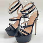 Liyke Fashion Open Toe Crystal Buckle Stiletto High Heels Platform Sandals for Women - Alt Style Clothing