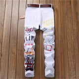 Punk Skinny Denim Jeans with Printed Design - Alt Style Clothing