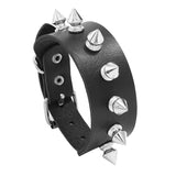 Add Some Attitude to Your Look with Spiked Bracelet Bangle Vintage Punk Cosplay Black PU Leather Wrap Bracelet - Alt Style Clothing