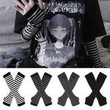Complete Your Alternative Look with Black Punk Long Fingerless Gloves