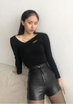 Sexy High-Waisted Black PU Leather Shorts - Gothic Fashion for Women