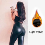 Sexy High-Waist Leather Leggings for Night Club with Hip Lifting Design - Casual Black PU Material