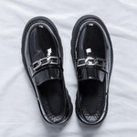 Patent Leather Platform Loafers Mens Slip On Derby Shoes