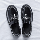 Patent Leather Platform Loafers Mens Slip On Derby Shoes - Alt Style Clothing